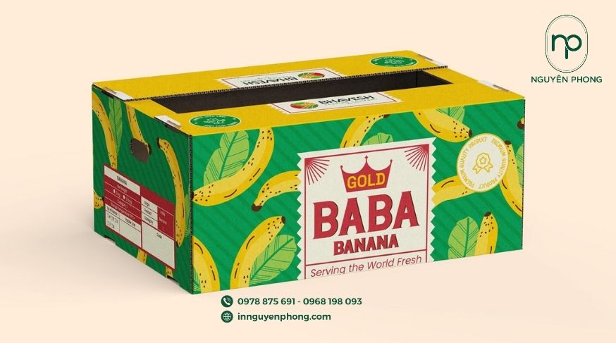 Mẫu thùng carton đựng chuối in màu